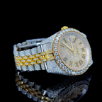 Circle Iced Out Men’s Watch – White and Orange with Pavé Diamonds ELV-DW-026