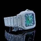 Square Iced Out Men’s Watch – White with Pavé Diamonds ELV-DW-022