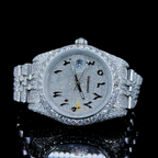 Circle Iced Out Men’s Watch – White and Orange with Pavé Diamonds ELV-DW-028