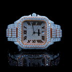 Square Iced Out Men’s Watch – White with Pare Diamonds ELV-DW-018