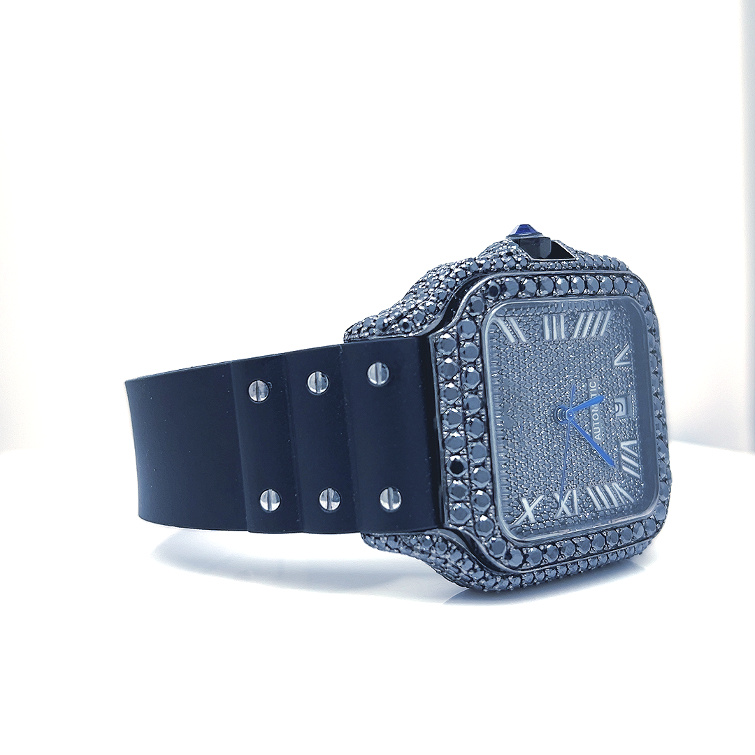 Square Iced Out Men’s Watch – White with Pare Diamonds ELV-DW-016