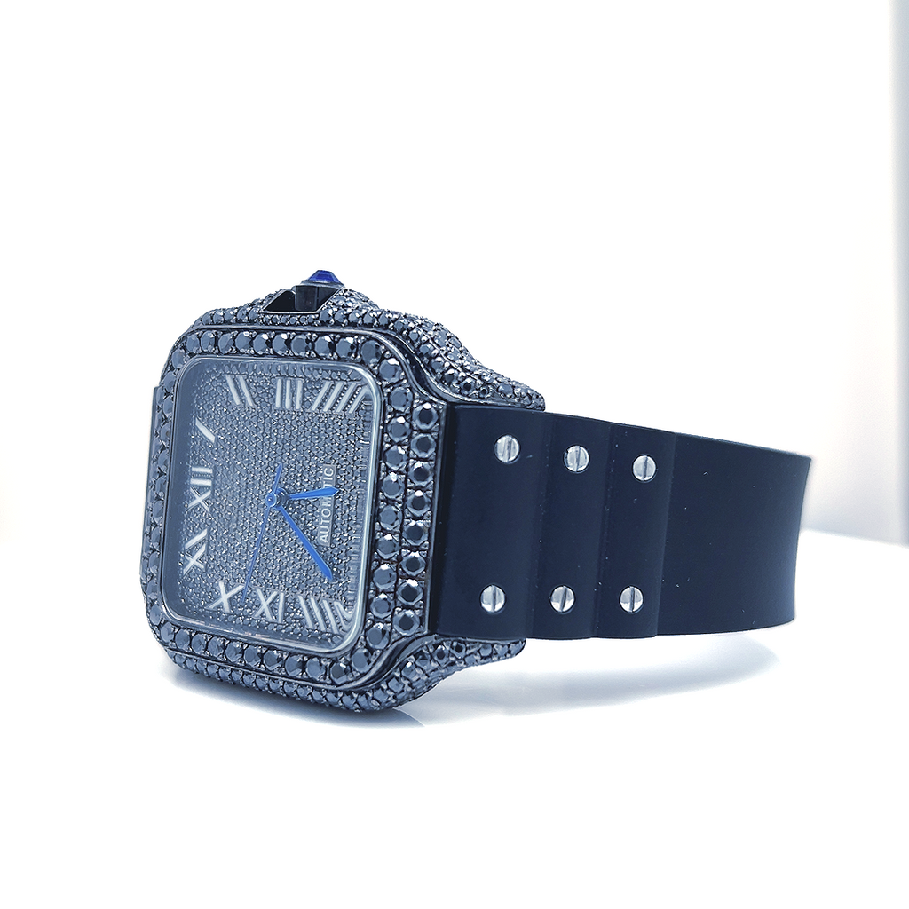 Square Iced Out Men’s Watch – White with Pare Diamonds ELV-DW-016