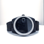 Circle Iced Out Men’s Watch – White and Orange with Pavé Diamonds ELV-DW-015