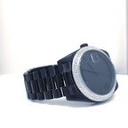 Circle Iced Out Men’s Watch – White and Orange with Pavé Diamonds ELV-DW-015