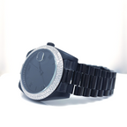 Circle Iced Out Men’s Watch – White and Orange with Pavé Diamonds ELV-DW-015