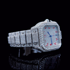 Square Iced Out Men’s Watch – White with Pavé Diamonds ELV-DW-011