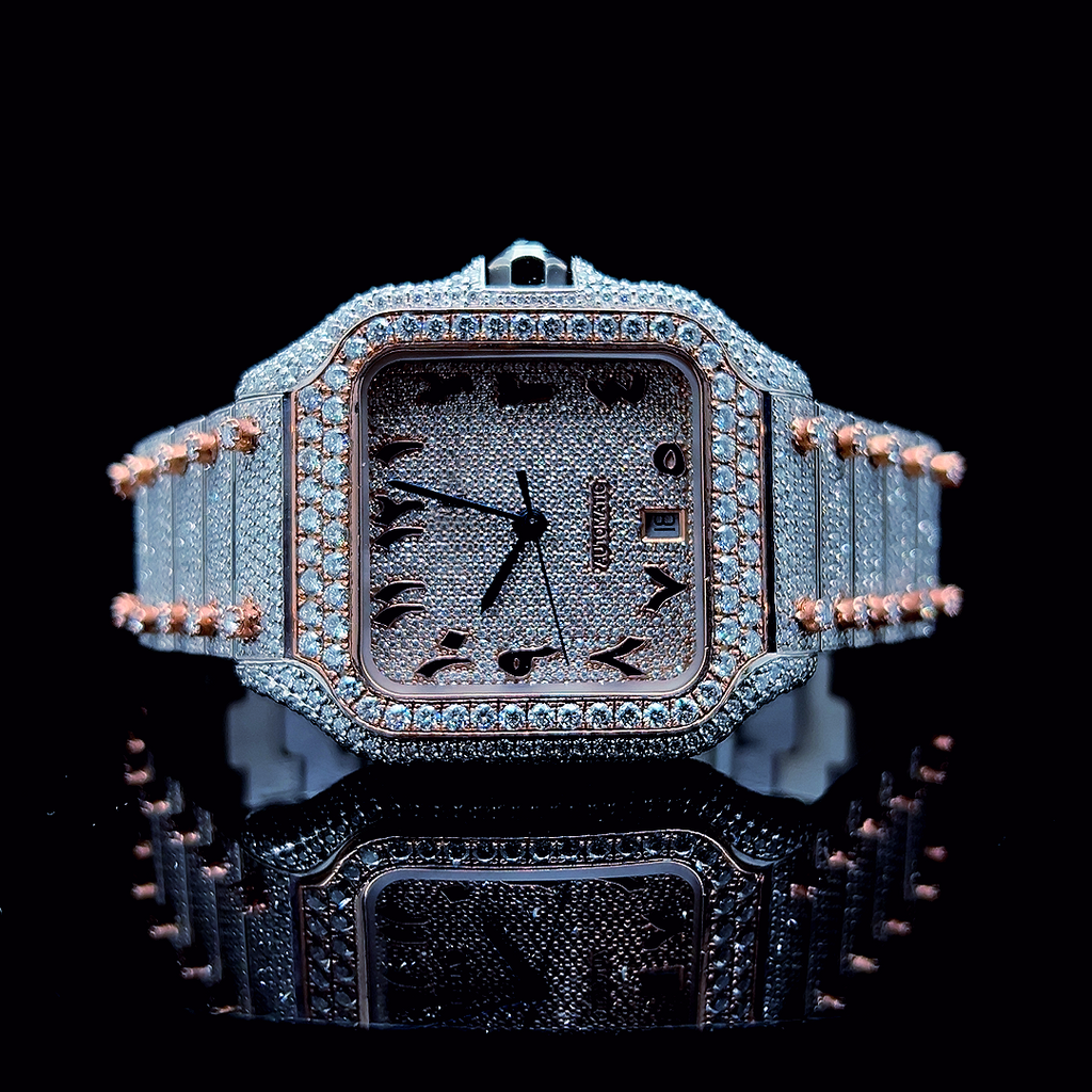 Square Iced Out Men’s Watch – White with Pure Diamonds ELV-DW-008