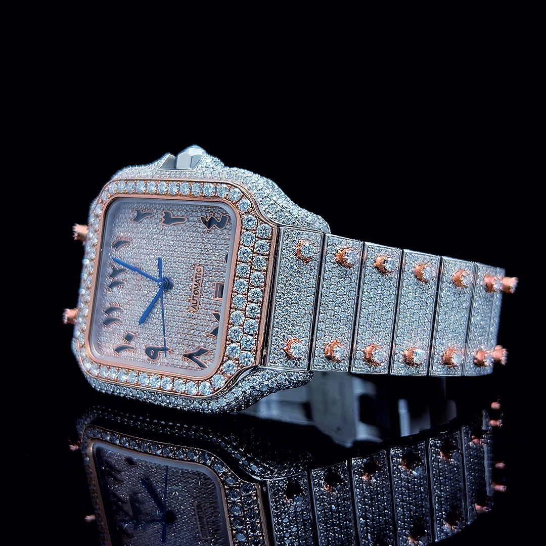 Square Iced Out Men’s Watch – White with Pure Diamonds ELV-DW-008