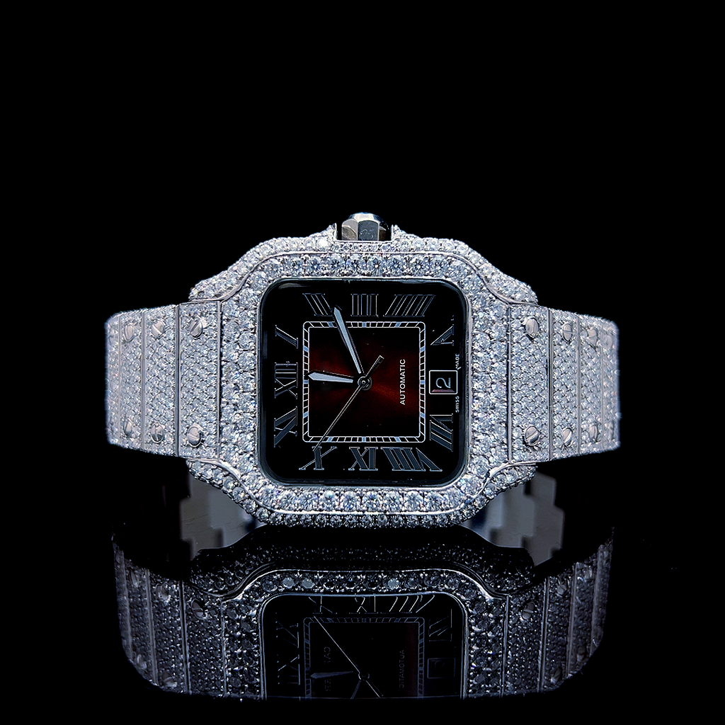 Square Iced Out Men’s Watch – White with Pure Diamonds ELV-DW-007