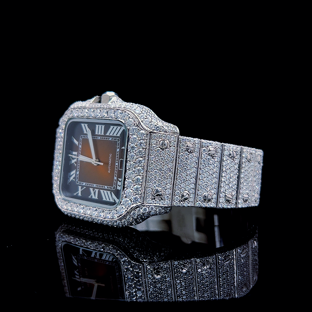 Square Iced Out Men’s Watch – White with Pure Diamonds ELV-DW-007