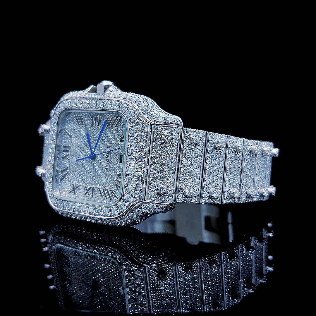 Square Iced Out Men’s Watch – White with Pure Diamonds ELV-DW-005