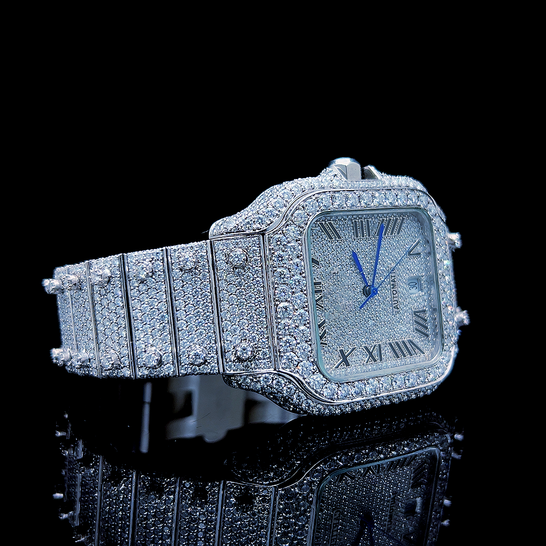 Square Iced Out Men’s Watch – White with Pure Diamonds ELV-DW-005