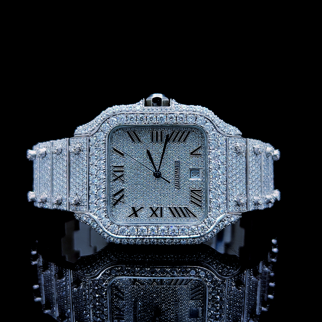 Square Iced Out Men’s Watch – White with Pure Diamonds ELV-DW-005