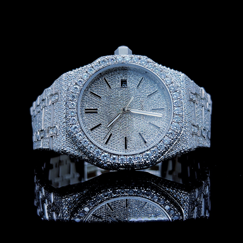 Circle Iced Out Men’s Watch – White with Pure Diamonds ELV-DW-004