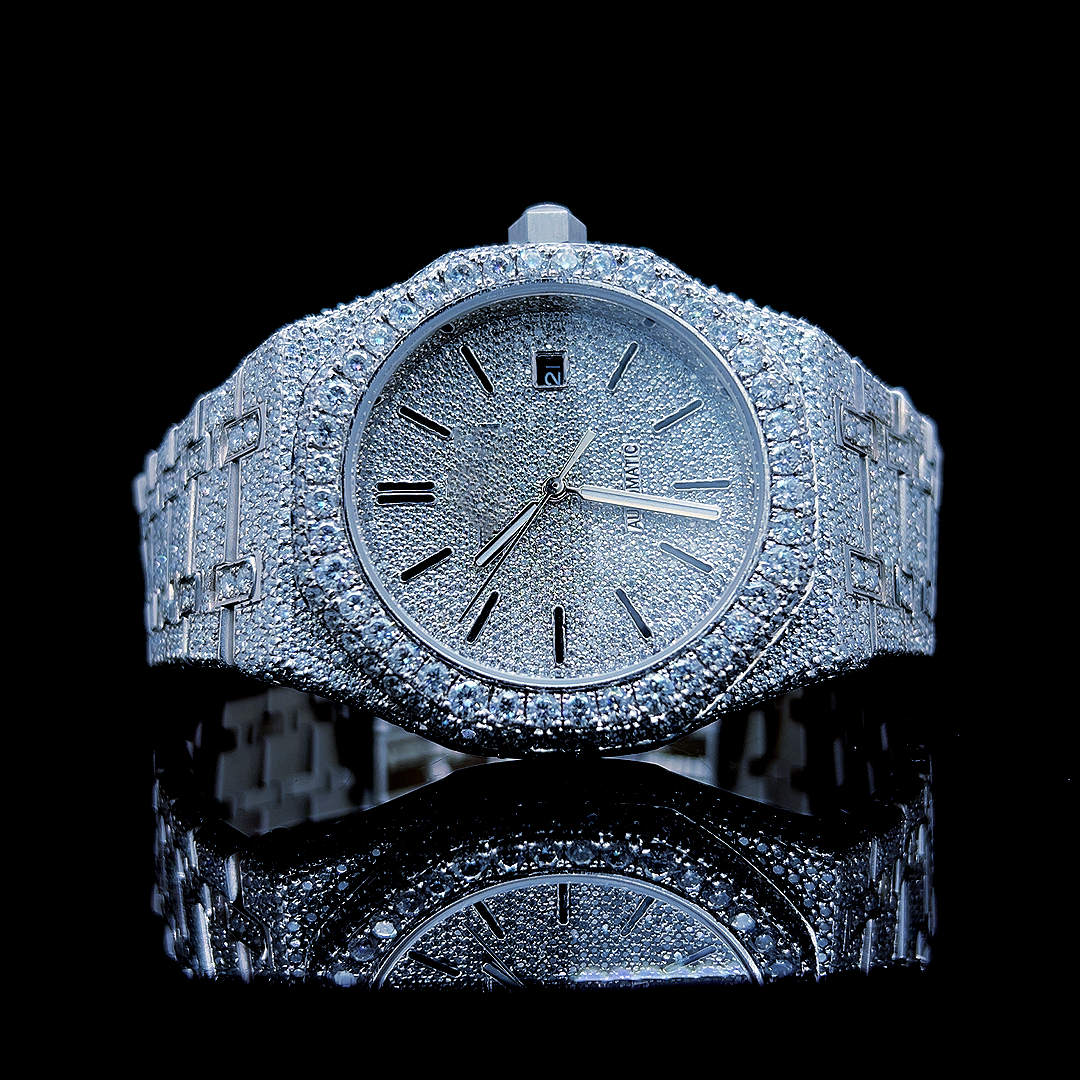 Circle Iced Out Men’s Watch – White with Pure Diamonds ELV-DW-004