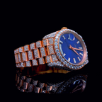Circle Iced Out Men’s Watch – White and Orange with Pure Diamonds ELV-DW-003