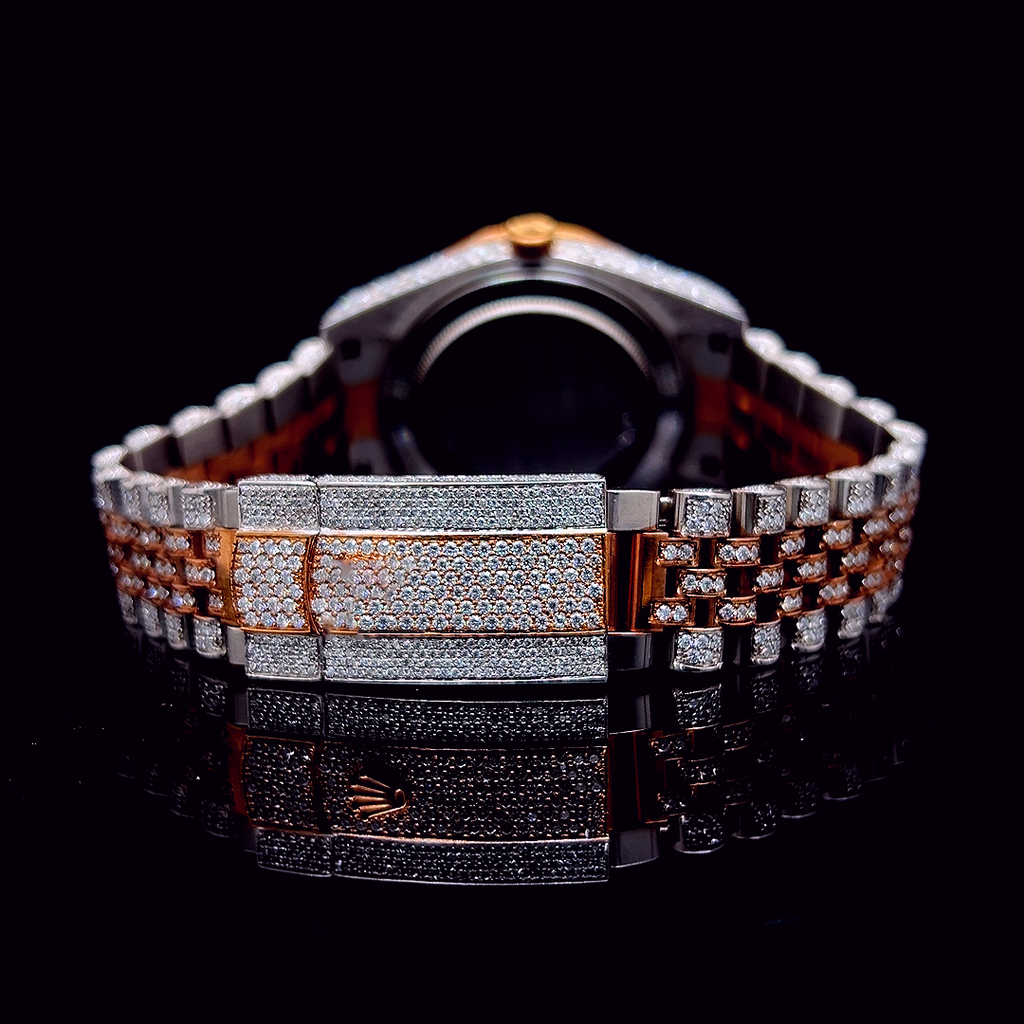 Circle Iced Out Men’s Watch – White and Orange with Pure Diamonds ELV-DW-001