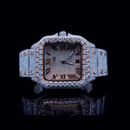 Circle Iced Out Men’s Watch – White and Orange with Pure Diamonds ELV-DW-002