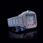 Circle Iced Out Men’s Watch – White and Orange with Pure Diamonds ELV-DW-002