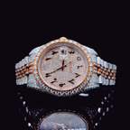 Circle Iced Out Men’s Watch – White and Orange with Pure Diamonds ELV-DW-001