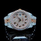 Circle Iced Out Men’s Watch – White and Orange with Pavé Diamonds ELV-DW-027