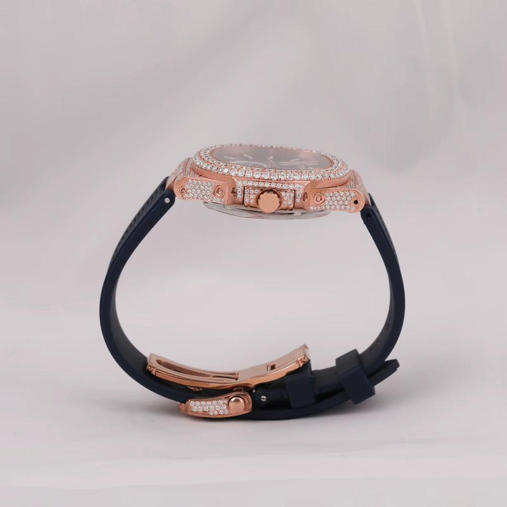 Elvora Crystal Bezel Black Watch for Women