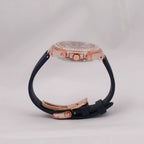 Elvora Crystal Bezel Black Watch for Women
