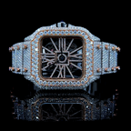 Square Iced Out Men’s Watch – White with Pare Diamonds ELV-DW-019