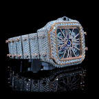 Square Iced Out Men’s Watch – White with Pare Diamonds ELV-DW-019